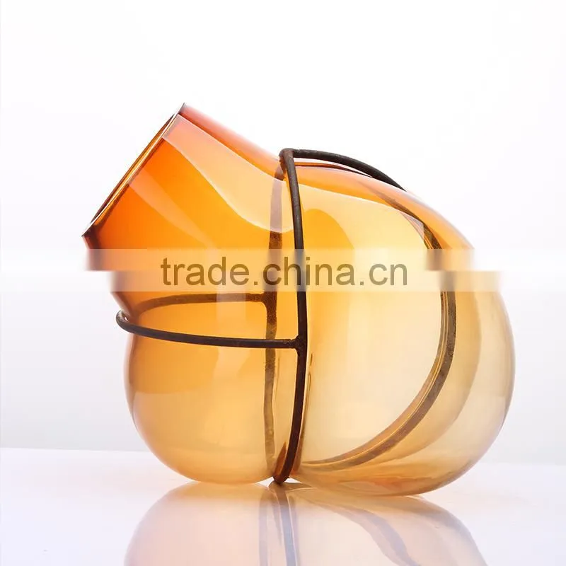 Glass Promotion Vase with Iron Classic Cheap