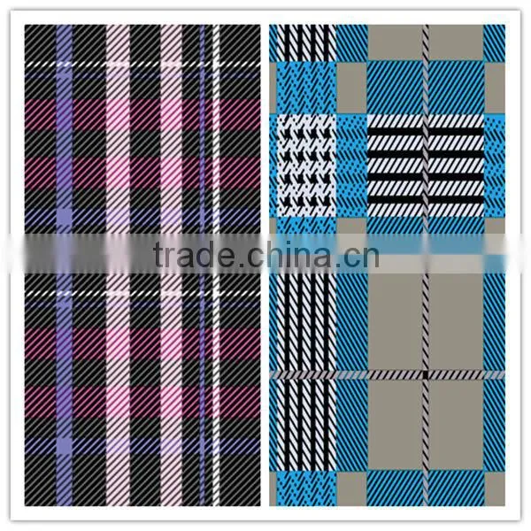 plaid printed 300d polyester mini matt fabric for table cloth