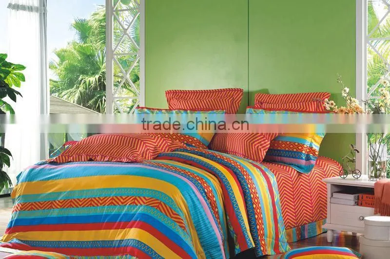 luxury stripe design 100%cotton reactive printed bedding set