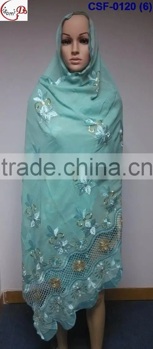 SCF-0120 Latest design nice pattern embroidery soft material high quality fashion women long scarf for clearence sale