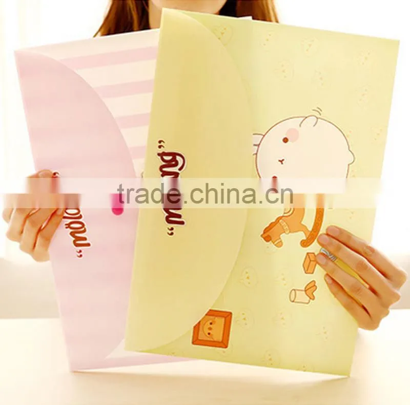 Flower printing PVC A4 document bag with snap china supplier