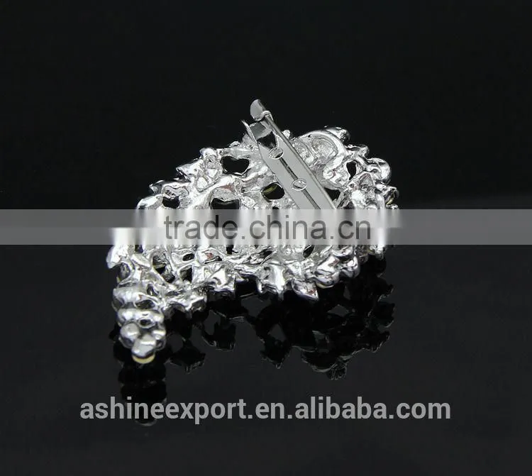 Bridal bright leaf flower rhinestone brooch/handmade rhinestone brooch