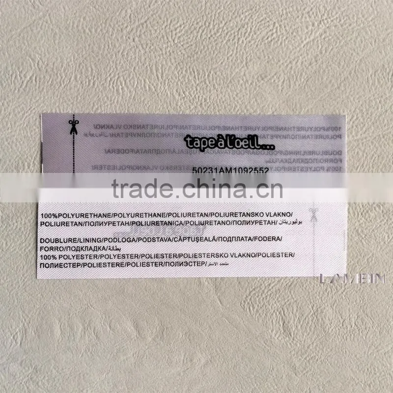 Zhejiang double sides printed garment wash care label tag factory