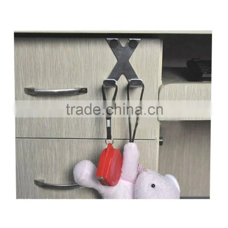 Retail Price Thicken Stainless Steel funny Door Hook Hanger Towel Rail X-type -Silver