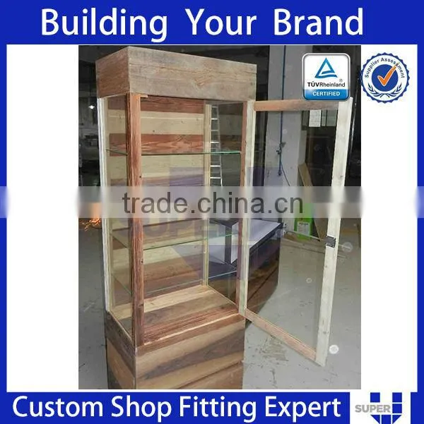 wooden led gondola optical shop counter design