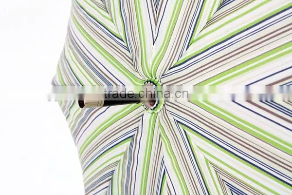 Frill Edging Ladies Long Umbrella with Stripe Printing