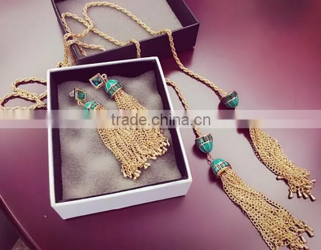 New Bohemia Gypsy Fashion Style Nightclub Style Turquoise Tassel Long Dangle Earrings