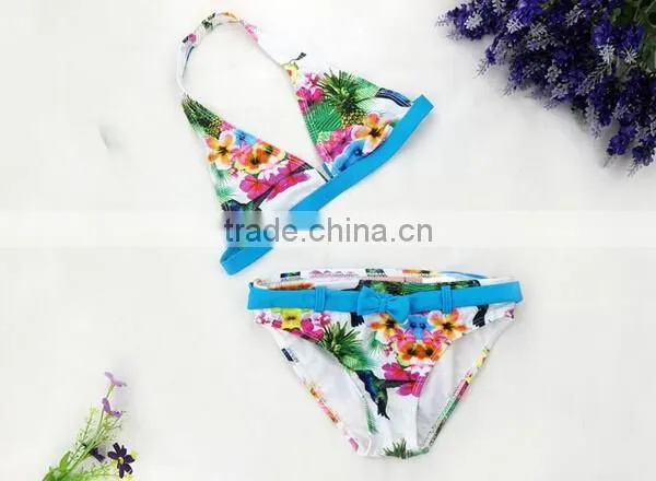 Baby Girls Kids 2 Pcs Sling Bikini Swimwear Floral Bather Swimmers Swimsuit
