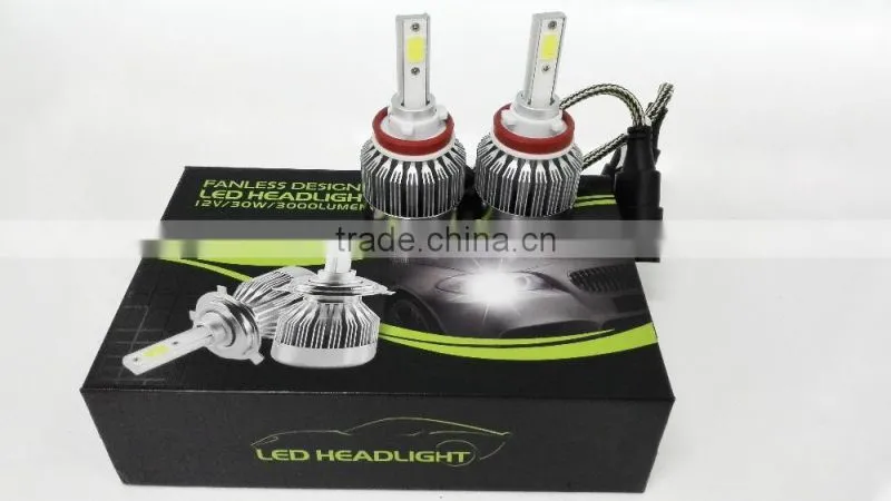 C1 led headlight bulbs COB chip motor front lights conversion 9005 9006 kit for all cars