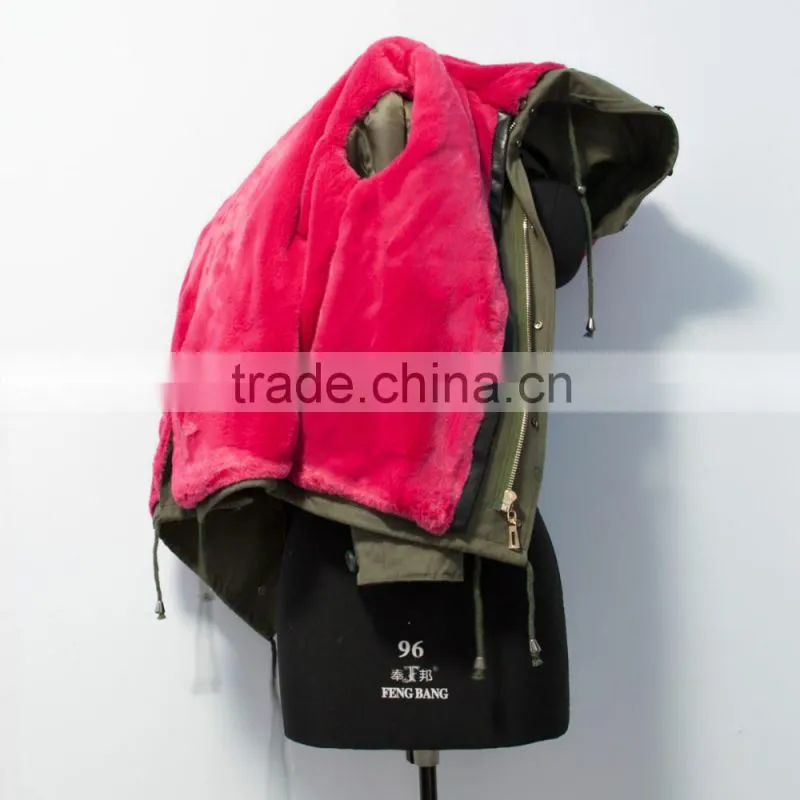 Hot selling fake fur parka jacket in China