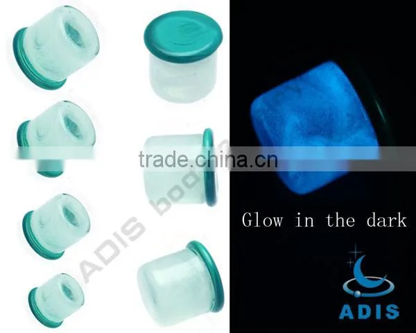 Glow in dark earrings gauges jewelry pyrex glass piercing