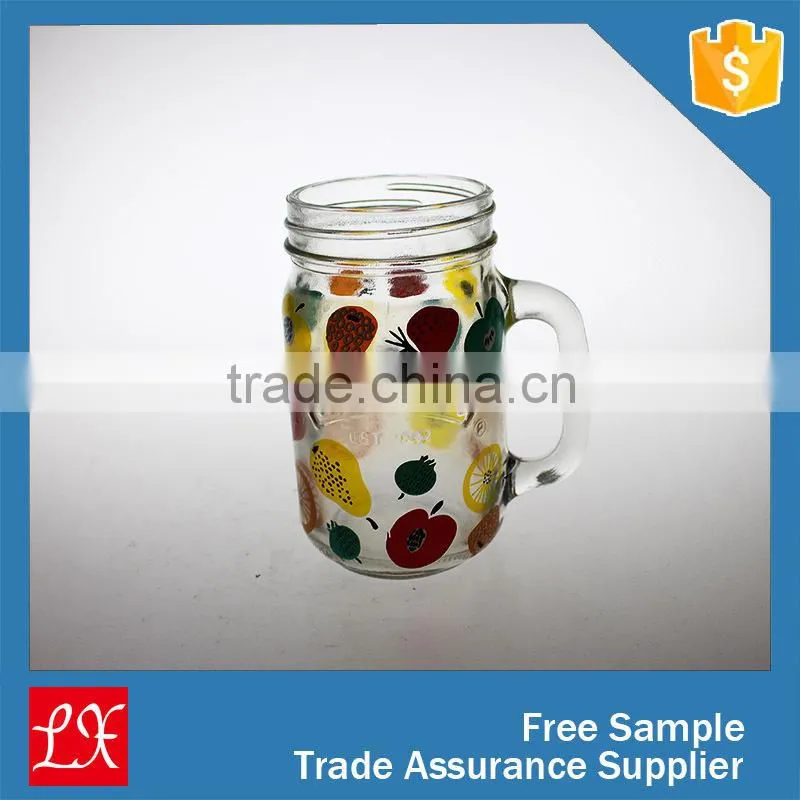 decal 12 oz mason jar drinking glass with handle