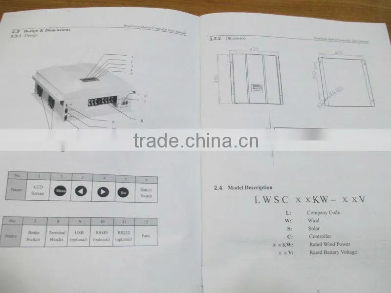 3kW 48V hybrid solar charge wind turbine controllers