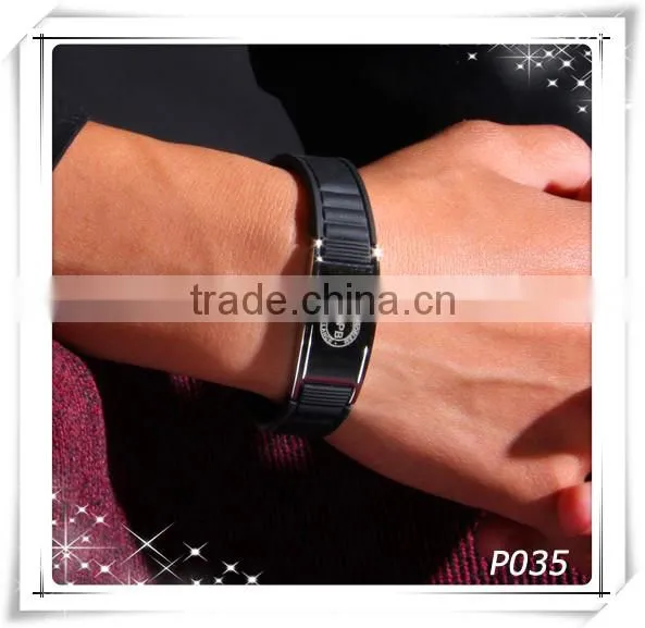 Noproblem P035 tourmaline titanium elastic silicone sports personalized fitness power bracelet