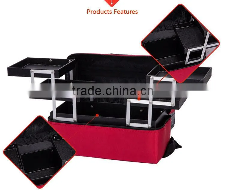 2015 Fashionable Red Nylon Carry Makeup Case