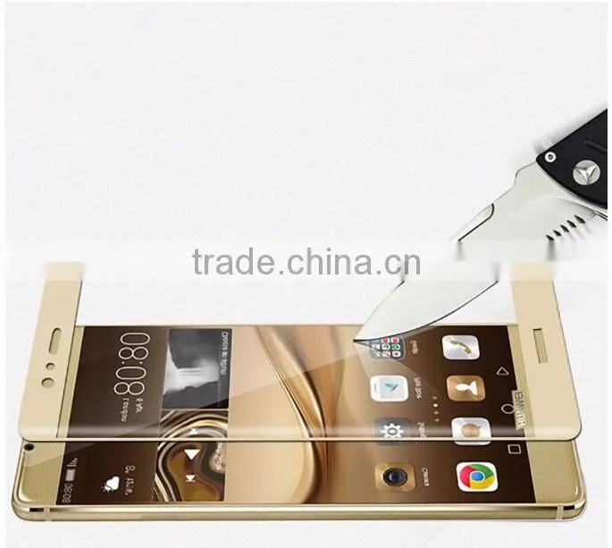 Anti-fingerprint colored clear tempered glass screen protector for Huawei P9