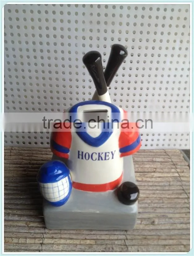 ceramic hockey coin bank for hockey money box
