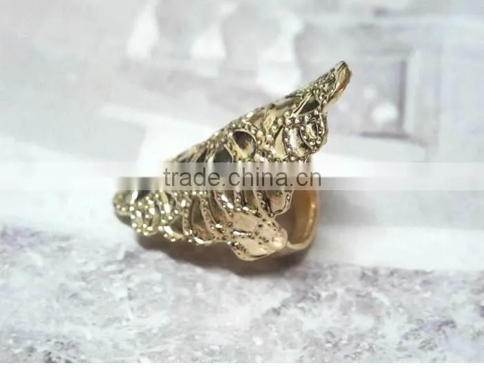 Punk Metal Carved Flower 3 Colors Retro Design Rings