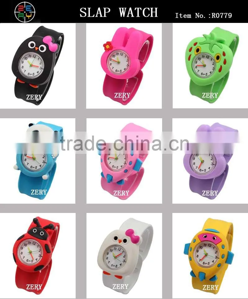 R0779 Unique Colorful Cute Cartoon Slap Kid Watch, Promotional Cheap Kid Watch