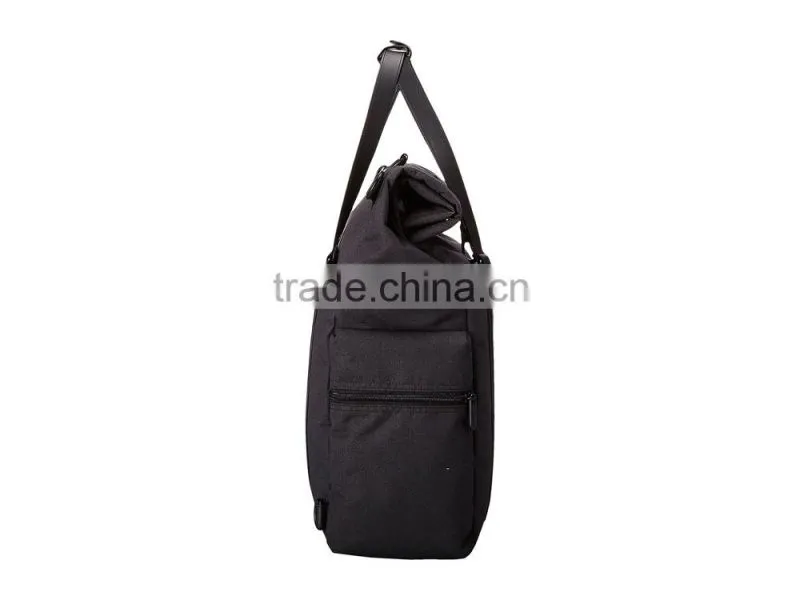 foldable nylon designer backpack with leather trim