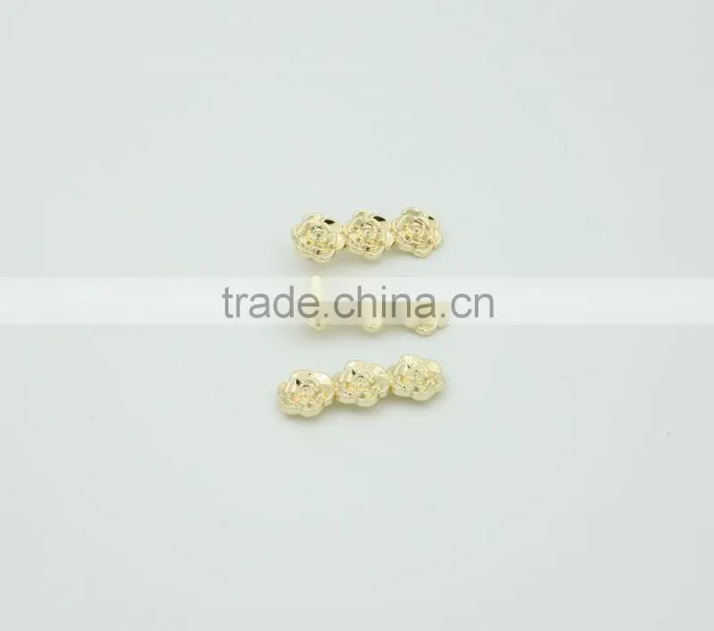 Flowers Rectangle Shape Custom Metal Needle Pin in Gold Color