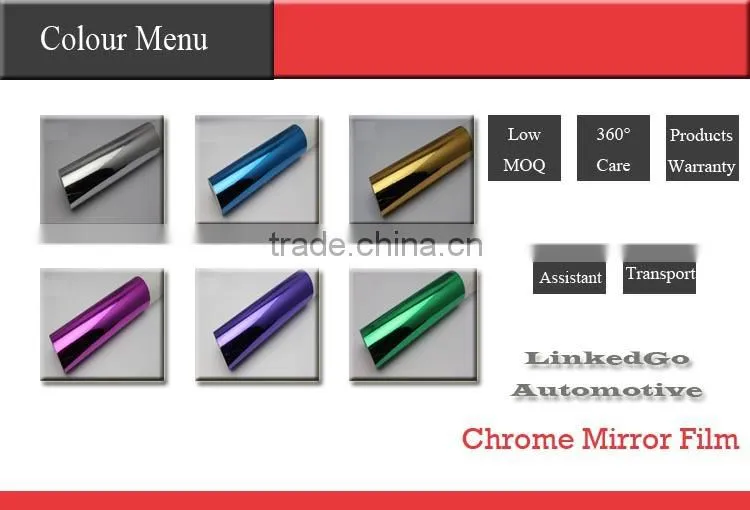 Car Auto Mirror Silver Chrome Film Vinyl Wrap Sheet Sticker 1.52*20M chrome mirror film