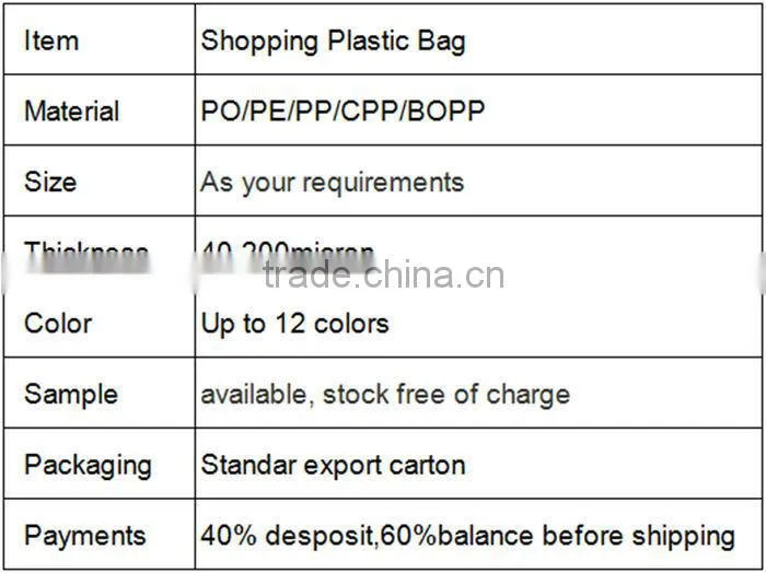 cheap custom shopping plastic PO bags with handles