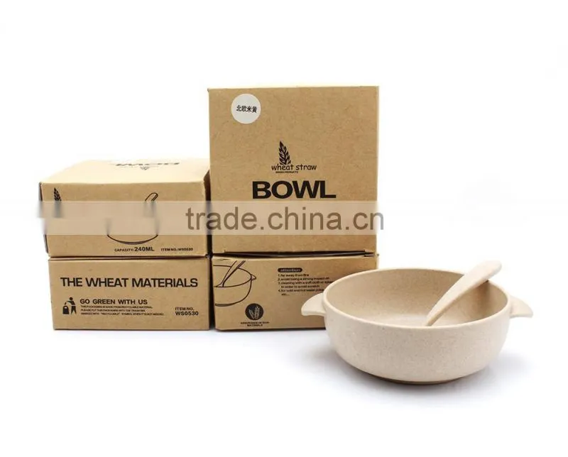 Bio-degradable wheat straw and plastic bowl set
