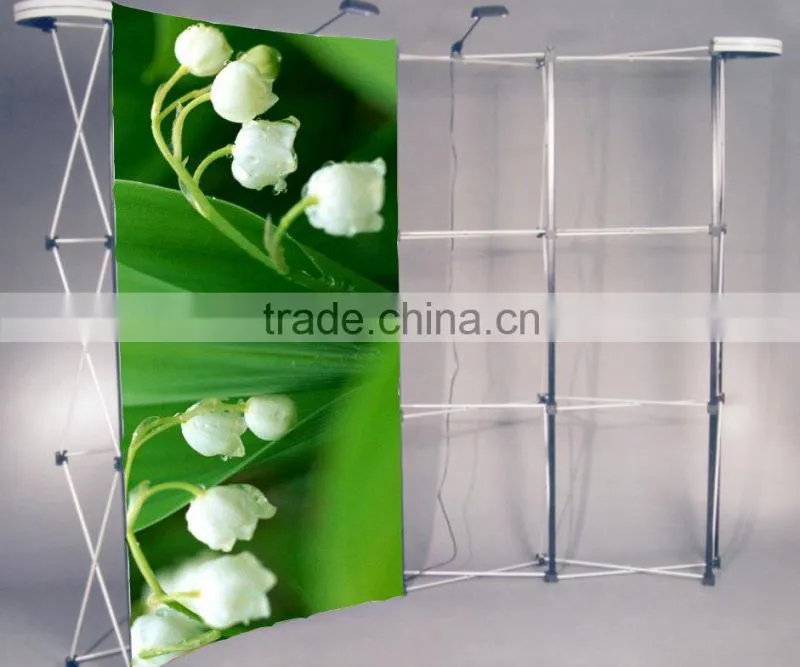 Folding Straight or curved aluminum pop up display stand 3*3/3*4