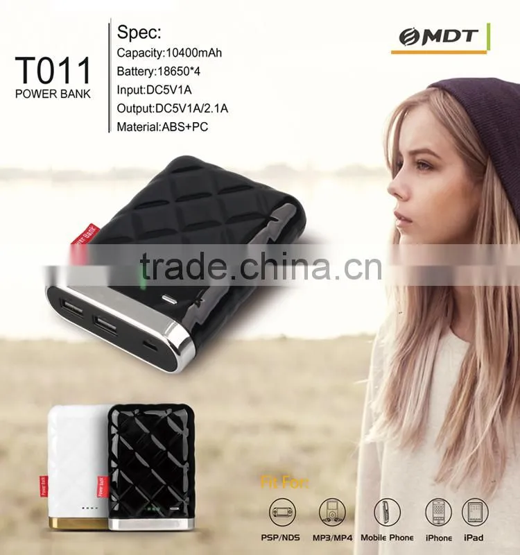 Portable 10400mAh Dual USB External portable battery charger with LED display, Ultra Slim Aluminum body cell phone charger