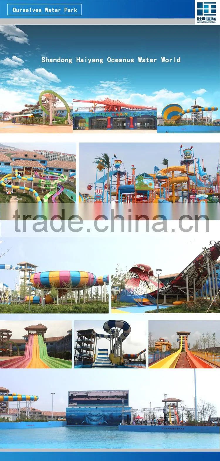 2016 best price water park rainbow racing slide giant water slide for sale