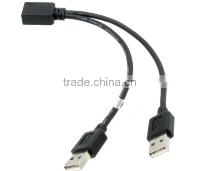 USB 2.0 Female A to A Male Power Data Y usb 2.0 Cable Extension for 2.5 / 3.5 HDD Black