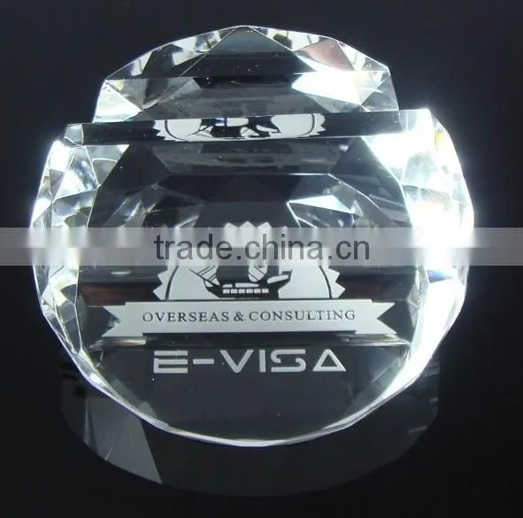 2016 Engraved fancy crystal paperweight for souvenir