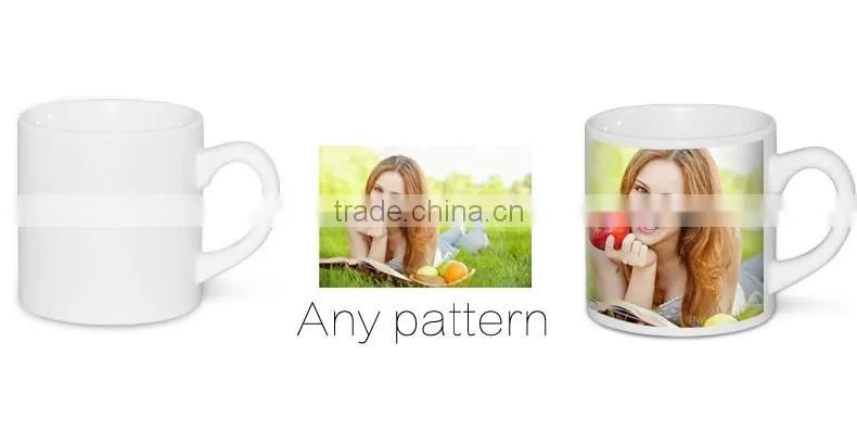 High quality small size sublimation coated 6 oz Bone china white mug for wholesale