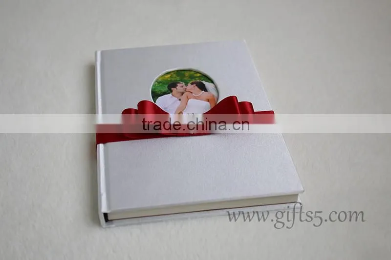 Wedding Guest Signing Book in white with pearl and ribbon