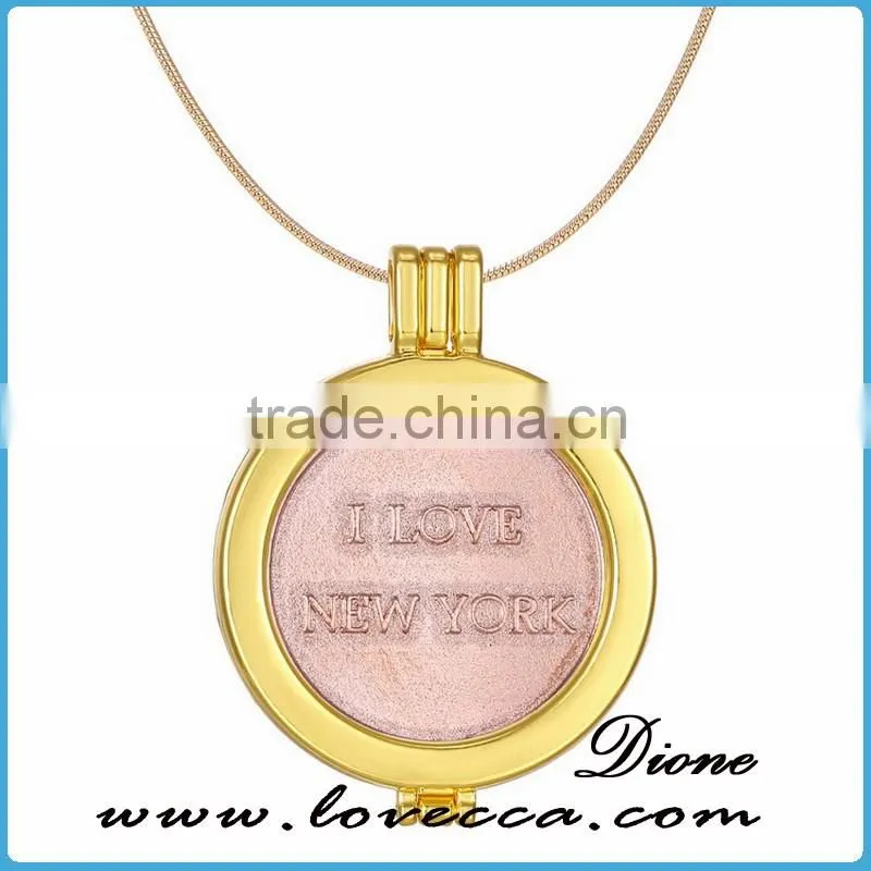 jewelry rose gold coinlocket interchangable coin holder necklace