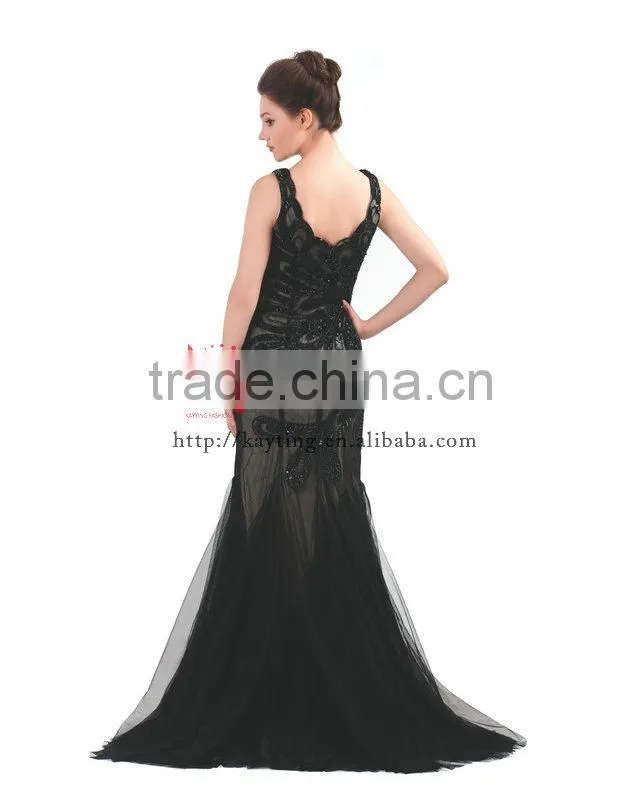 Elegant sequins vest sleeveless length gaun evening gowns designs for fishtail evening dress