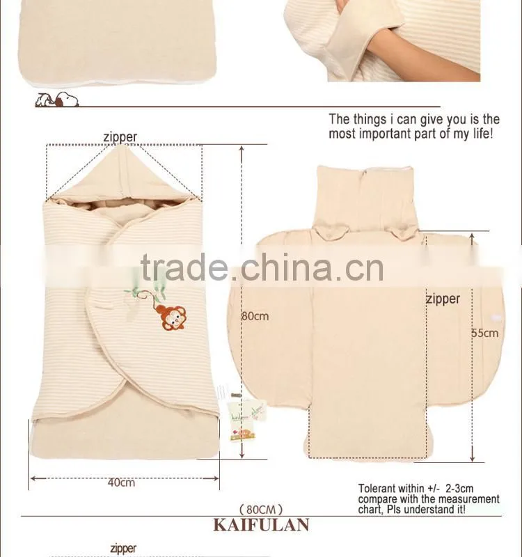 Embrodiery Newborn infant baby cuddle blanket quilted baby sleeping bag