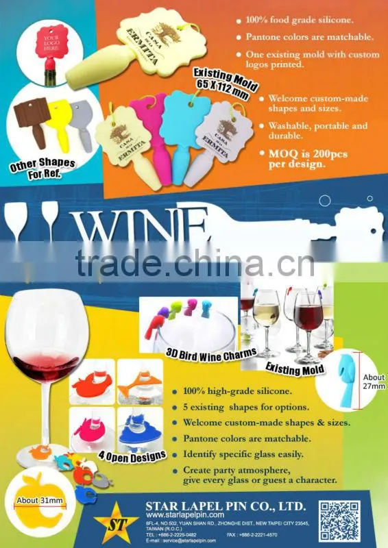 custom unique wine charms silicone drink accessories
