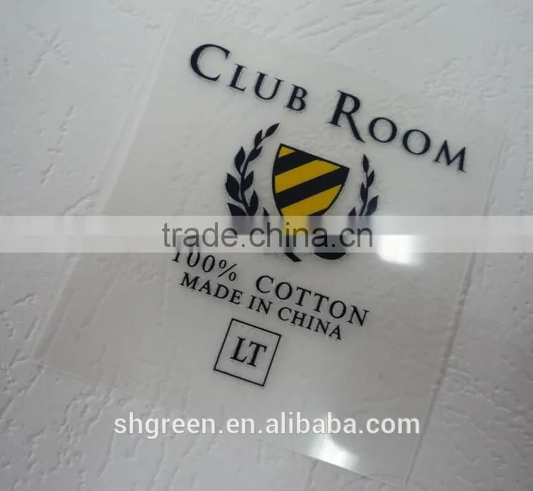 Transparent film size heat transfer label tags for T-shirt