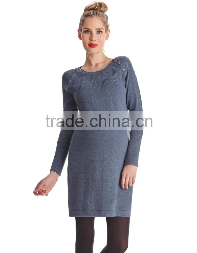 Knitted Long Sleeve Maternity Dresses for Office Fashion Style