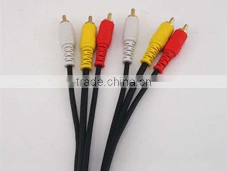 hot sale 1.8m audio cable 3RCA/M-3RCA/M six line gold plated AV cable