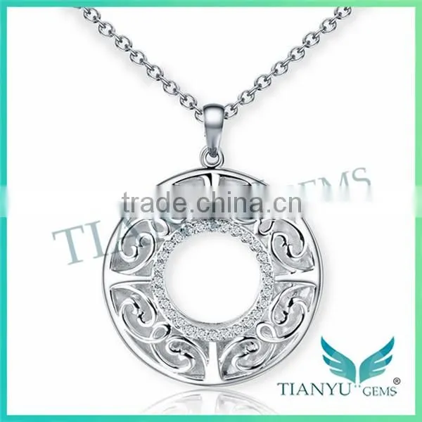 925 Sterling Silver Round Pendants Charms Necklace Jewelry