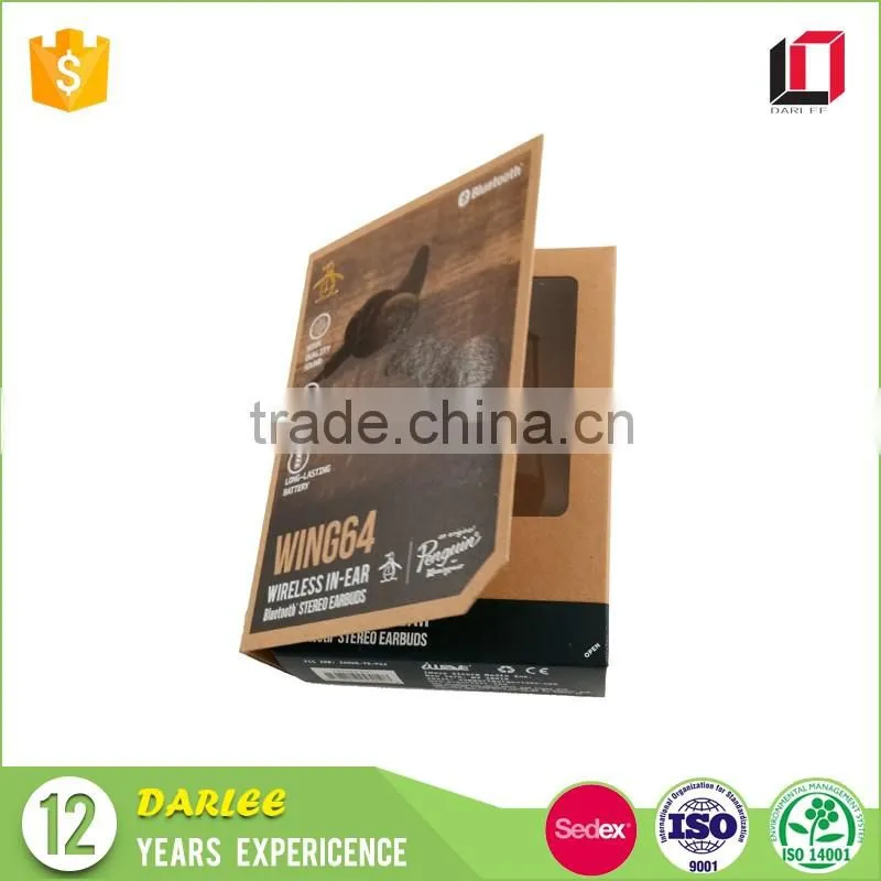 High end blister tray magnetic closure kraft paper wireless in-ear earbuds packaging box with custom logo