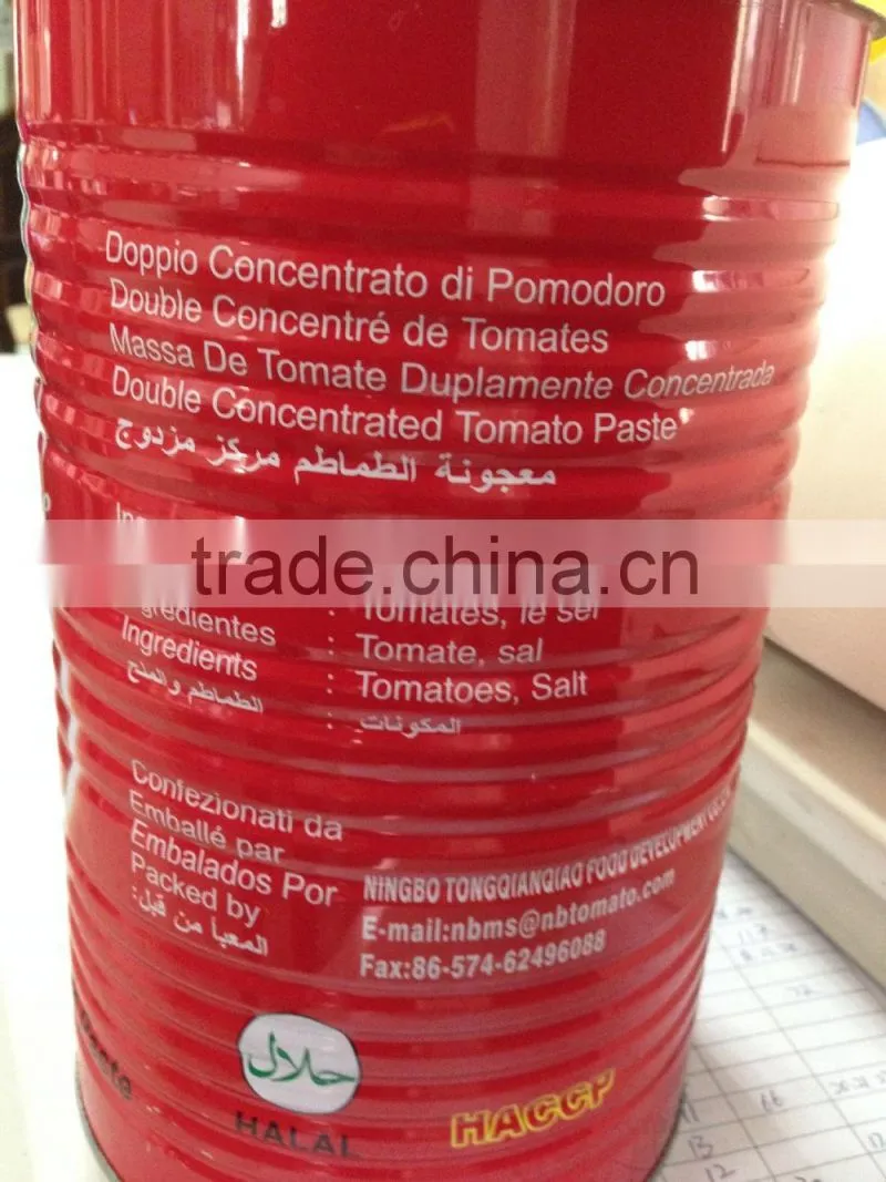 top quality manufacturer natural canned china tomato paste 4.5kg 4500g color printed tin factory double concentrated