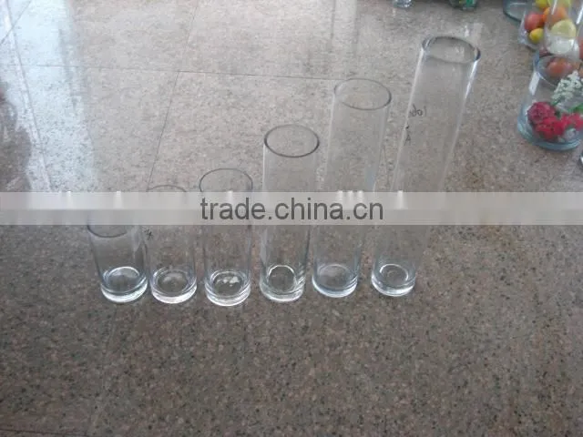 LHP019 wholesale clear glass vase centerpiece with silver bottom