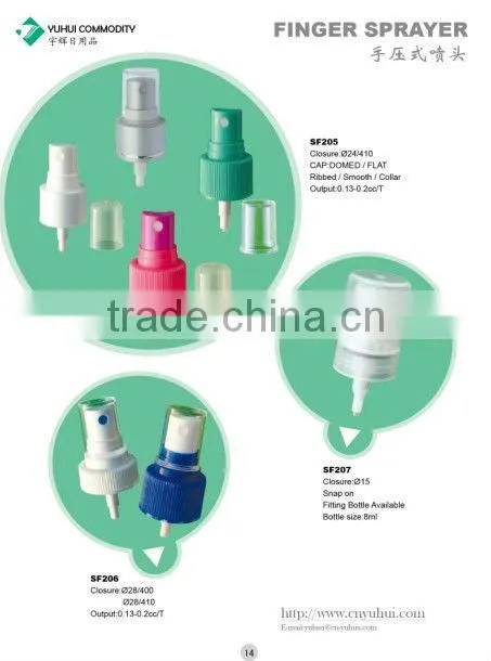 aluminium 20/410 finger sprayer pump plastic fine mist sprayer