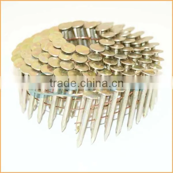 Top quality flat top yellow coated ring/smooth coil roofing nails trusted Chuanghe suppliers from alibaba com