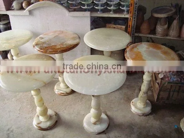 Natural color dark green onyx table