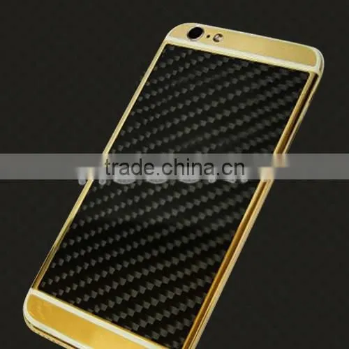 Luxury black carbon fiber housing for iPhone 6/6plus gold plating back cover,custom carbon fiber housing